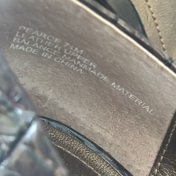 *Victor Alfaro* Sz 7.5 Croc Tortoise Brown Peep-Toe Leather Heels Pumps - Picture 7 of 7